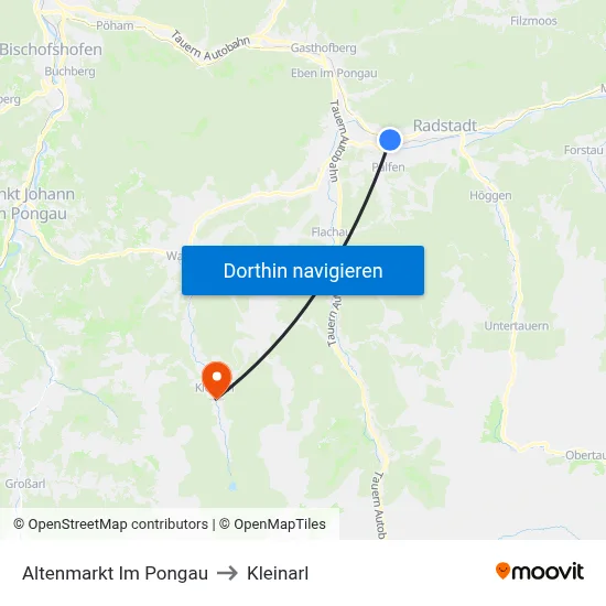 Altenmarkt Im Pongau to Kleinarl map