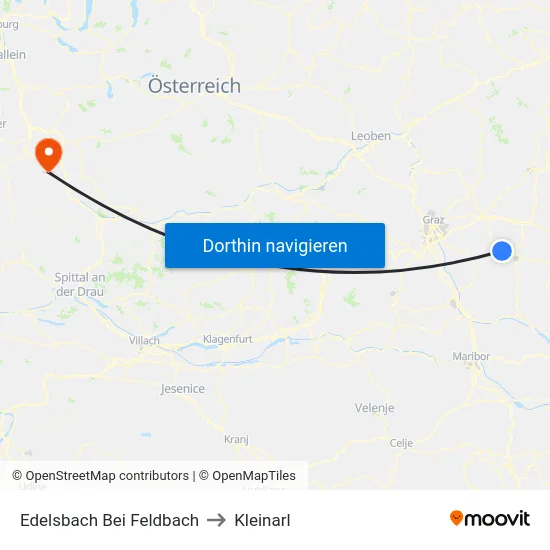 Edelsbach Bei Feldbach to Kleinarl map
