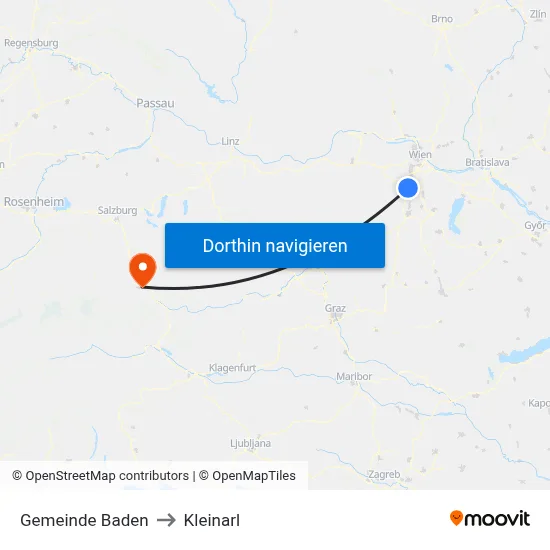 Gemeinde Baden to Kleinarl map