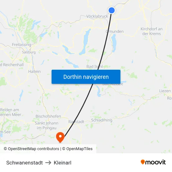 Schwanenstadt to Kleinarl map