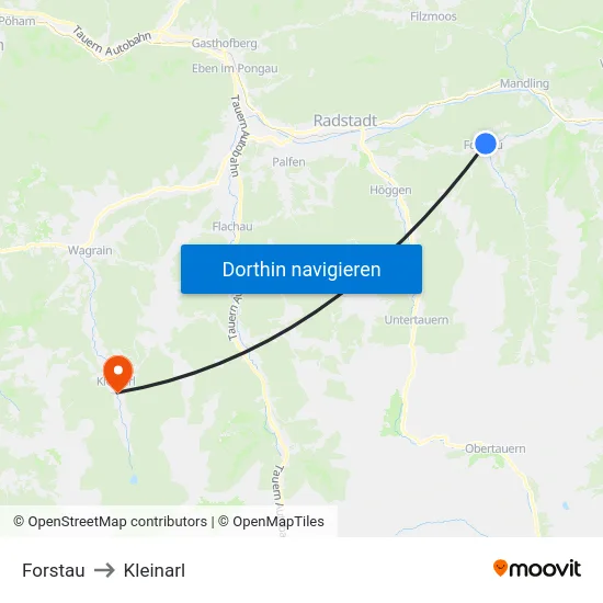 Forstau to Kleinarl map
