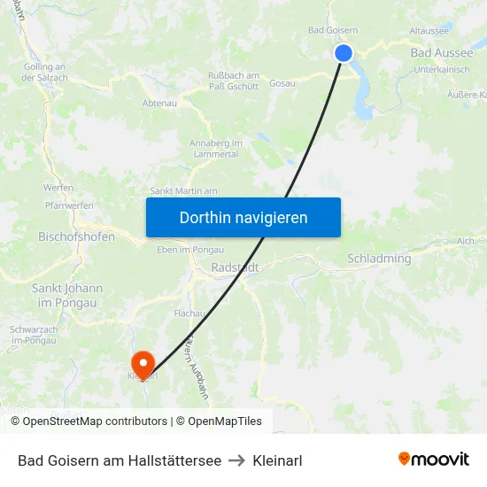 Bad Goisern am Hallstättersee to Kleinarl map