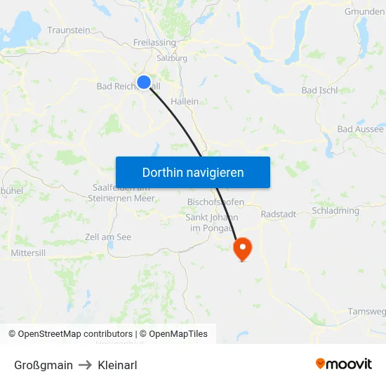 Großgmain to Kleinarl map
