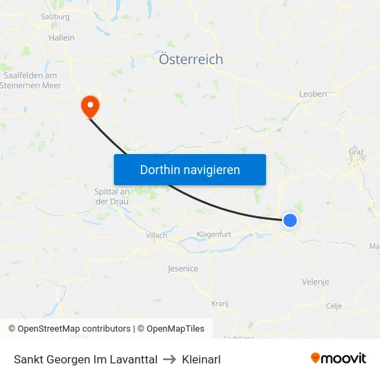 Sankt Georgen Im Lavanttal to Kleinarl map
