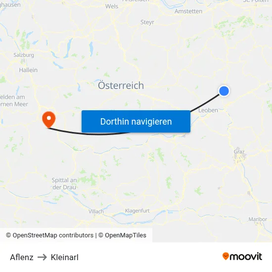 Aflenz to Kleinarl map