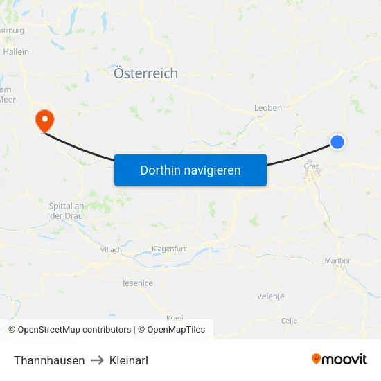Thannhausen to Kleinarl map