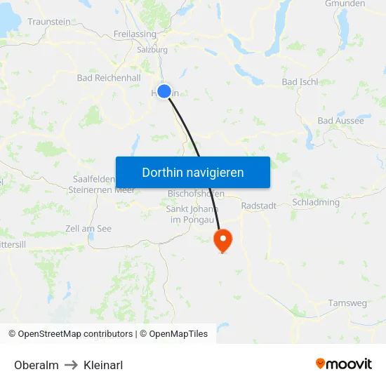 Oberalm to Kleinarl map