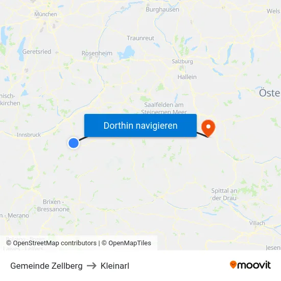 Gemeinde Zellberg to Kleinarl map