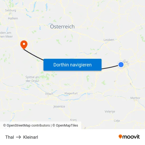 Thal to Kleinarl map