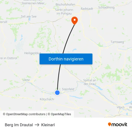 Berg Im Drautal to Kleinarl map