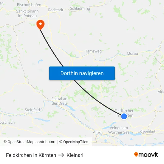 Feldkirchen In Kärnten to Kleinarl map