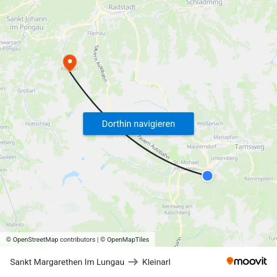 Sankt Margarethen Im Lungau to Kleinarl map