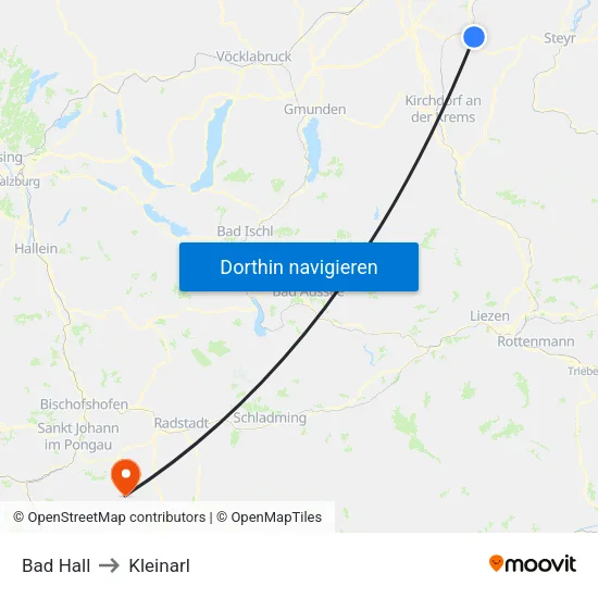 Bad Hall to Kleinarl map