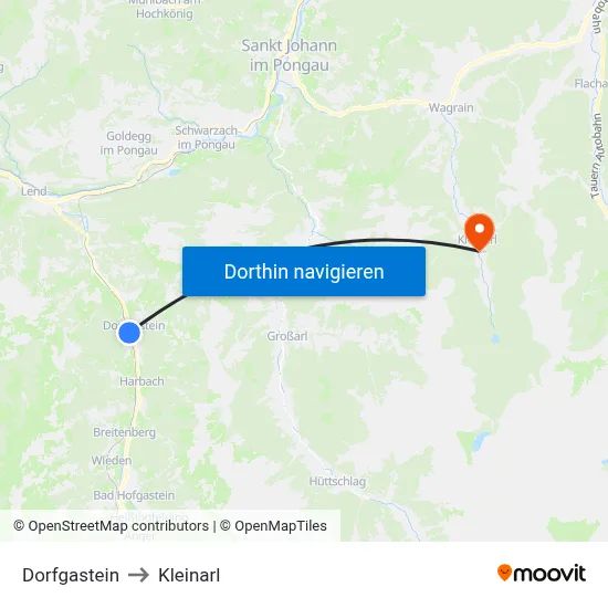 Dorfgastein to Kleinarl map