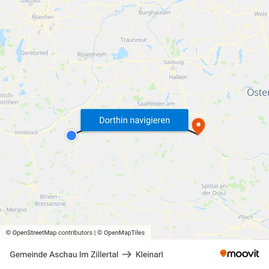 Gemeinde Aschau Im Zillertal to Kleinarl map