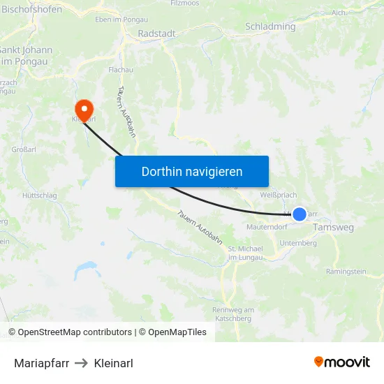 Mariapfarr to Kleinarl map