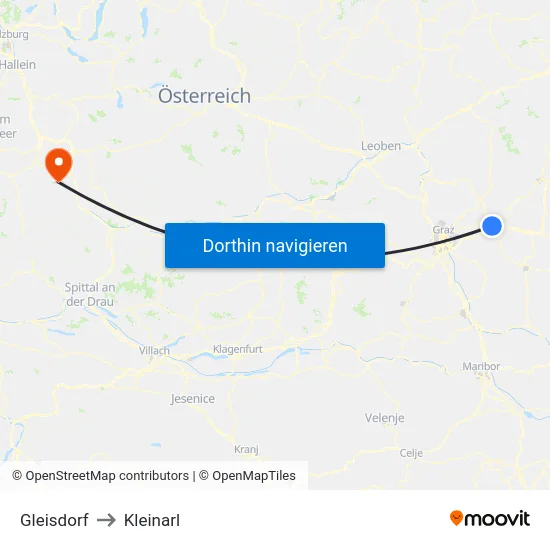 Gleisdorf to Kleinarl map