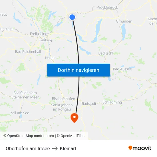 Oberhofen am Irrsee to Kleinarl map