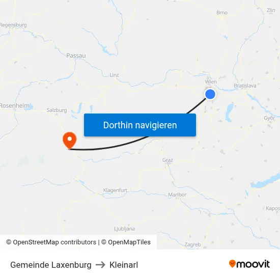 Gemeinde Laxenburg to Kleinarl map