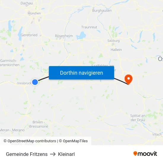 Gemeinde Fritzens to Kleinarl map