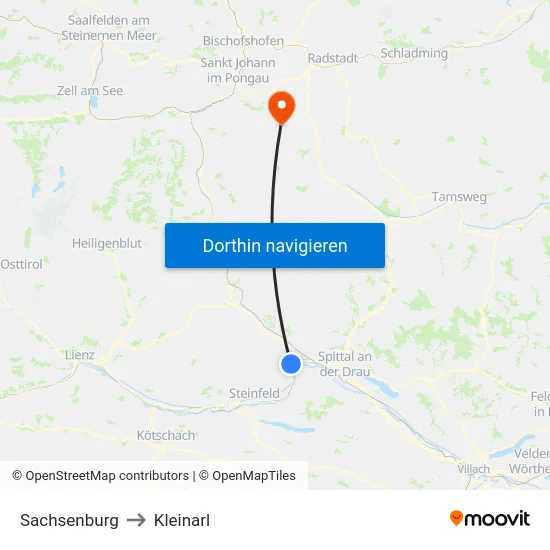 Sachsenburg to Kleinarl map