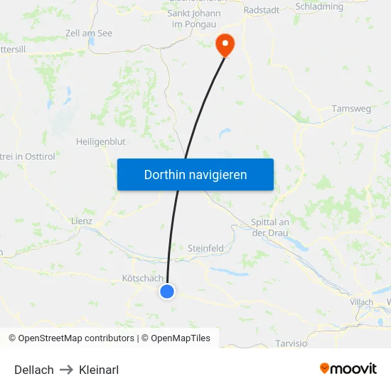 Dellach to Kleinarl map