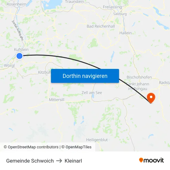 Gemeinde Schwoich to Kleinarl map