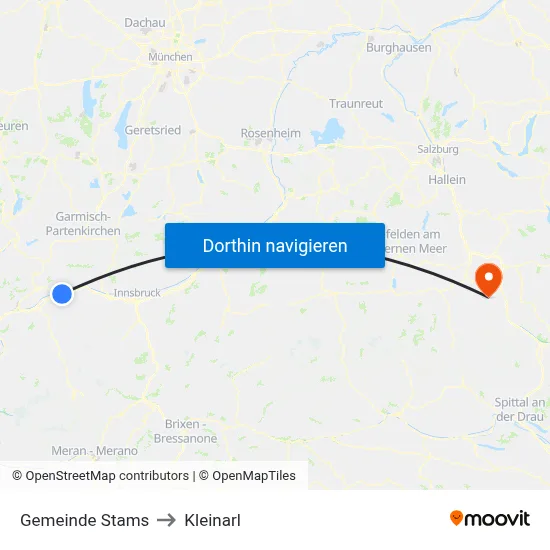 Gemeinde Stams to Kleinarl map