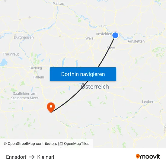 Ennsdorf to Kleinarl map