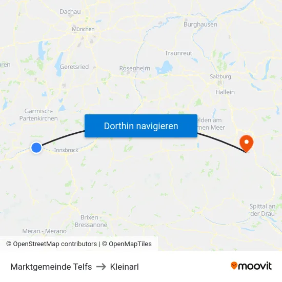 Marktgemeinde Telfs to Kleinarl map