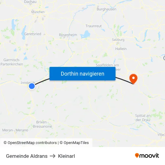 Gemeinde Aldrans to Kleinarl map