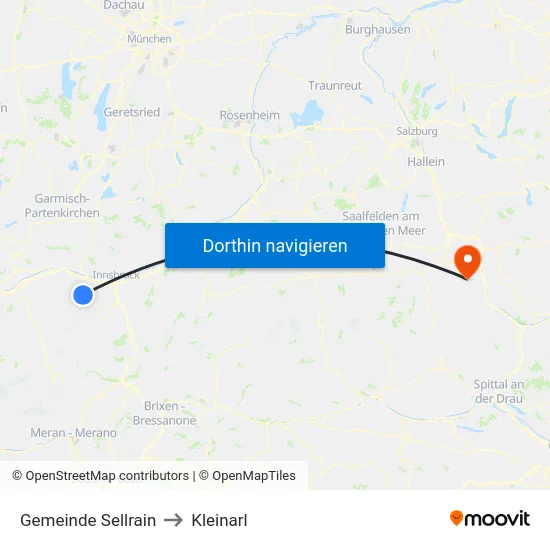 Gemeinde Sellrain to Kleinarl map