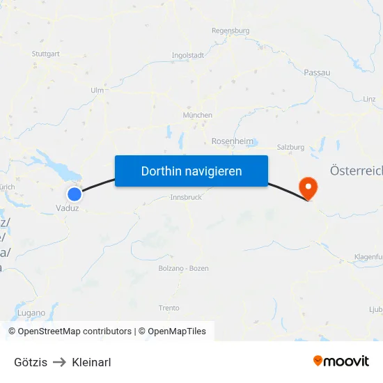 Götzis to Kleinarl map