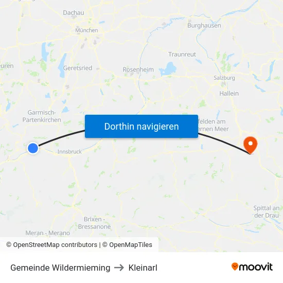 Gemeinde Wildermieming to Kleinarl map