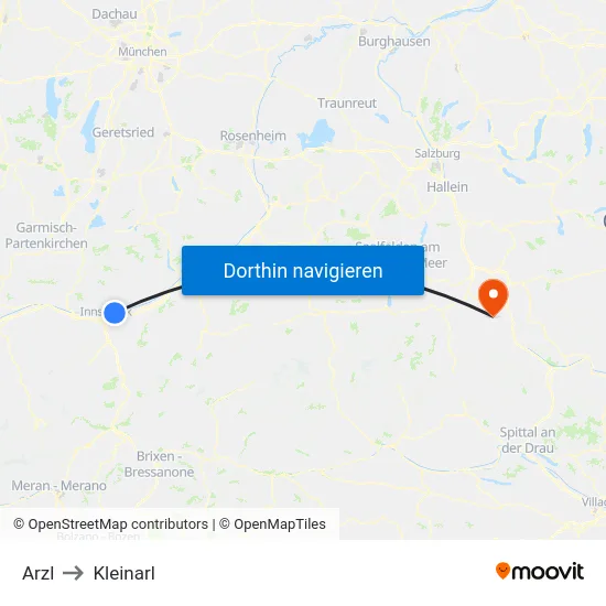 Arzl to Kleinarl map