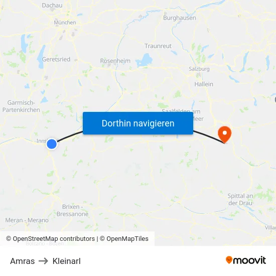 Amras to Kleinarl map