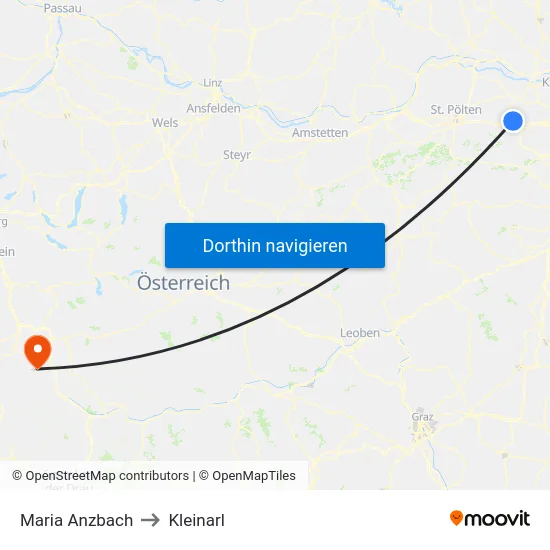 Maria Anzbach to Kleinarl map