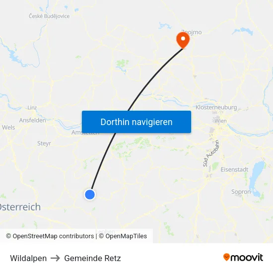 Wildalpen to Gemeinde Retz map