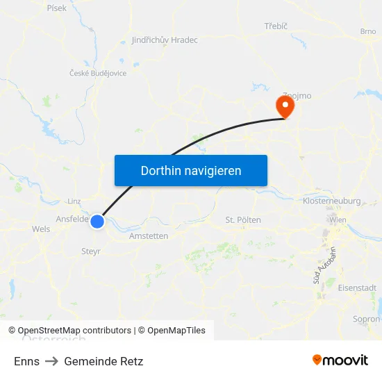 Enns to Gemeinde Retz map