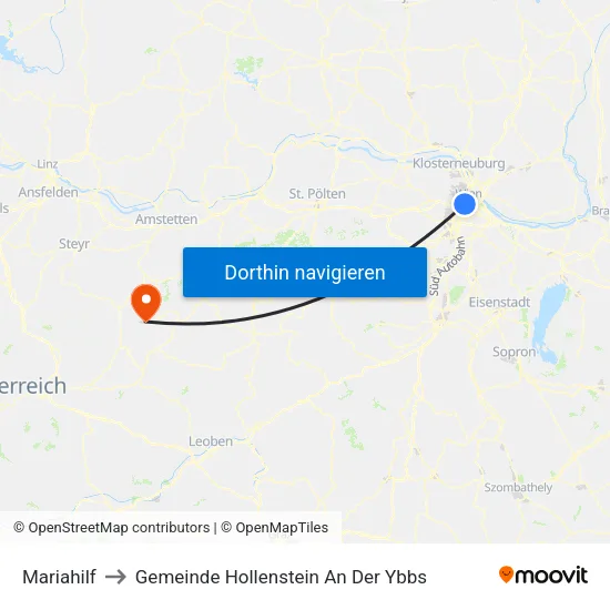Mariahilf to Gemeinde Hollenstein An Der Ybbs map
