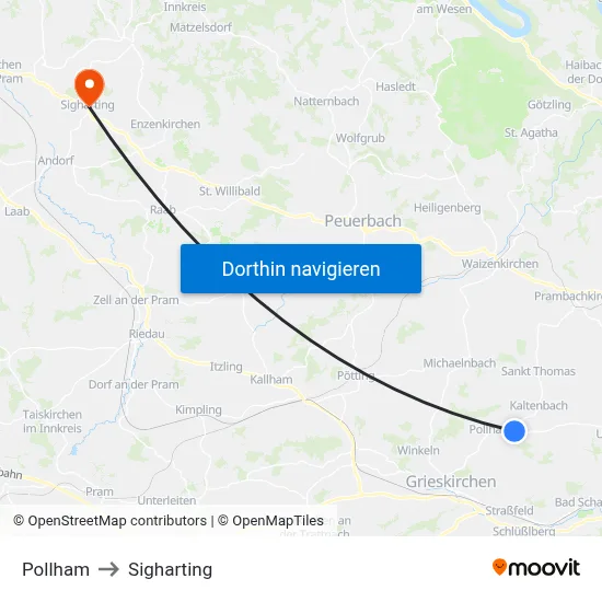 Pollham to Sigharting map