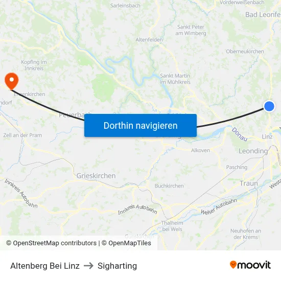 Altenberg Bei Linz to Sigharting map