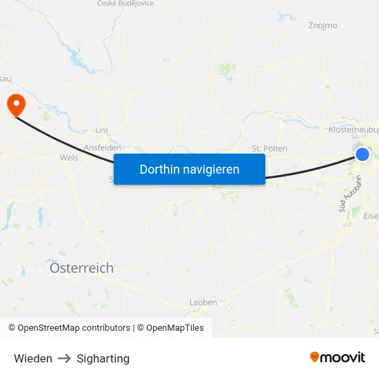 Wieden to Sigharting map