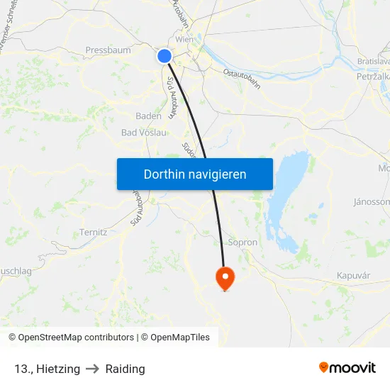 13., Hietzing to Raiding map
