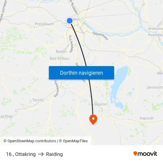 16., Ottakring to Raiding map