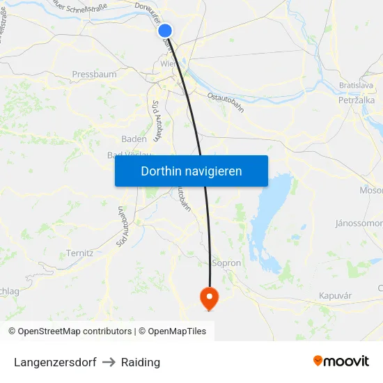 Langenzersdorf to Raiding map