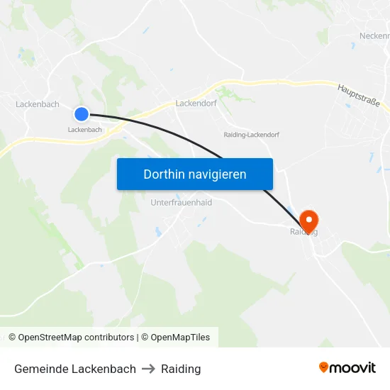 Gemeinde Lackenbach to Raiding map