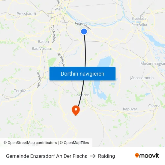 Gemeinde Enzersdorf An Der Fischa to Raiding map