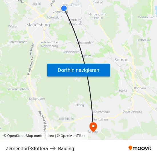 Zemendorf-Stöttera to Raiding map