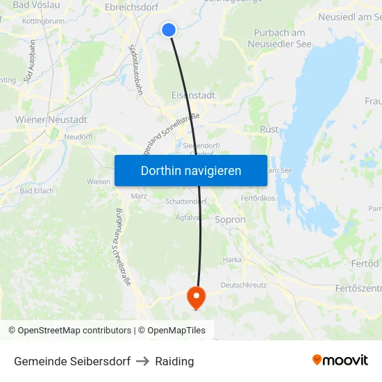 Gemeinde Seibersdorf to Raiding map